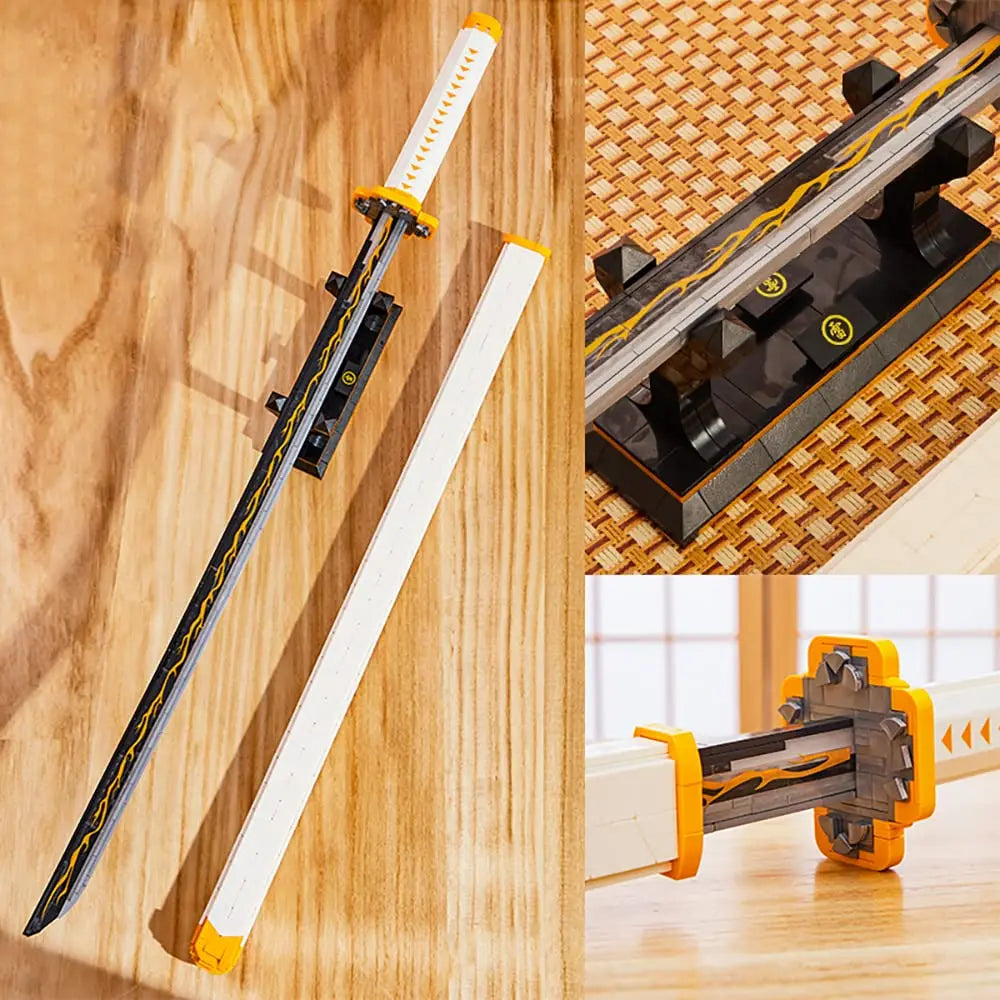 956pcs 39inch for Demon Slayer Sword Building Block Model MOC Samurai Sword Toys Set With Scabbard and Stand Gift for Anime Fans - CADA BRICKS®