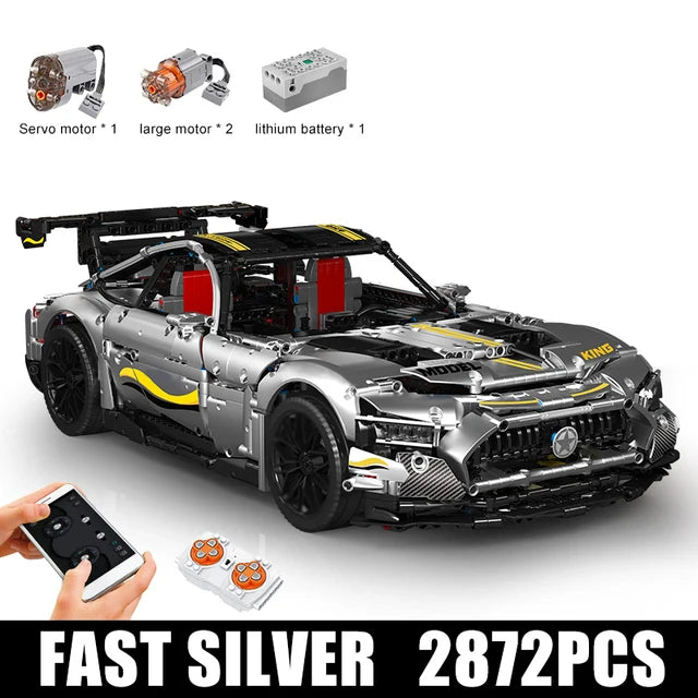 Mould King 13126 APP RC AMGED GT R 1:8 Super Sport Car C63 Technicial Accessories Building Blocks Bricks Toys For Kids Gifts