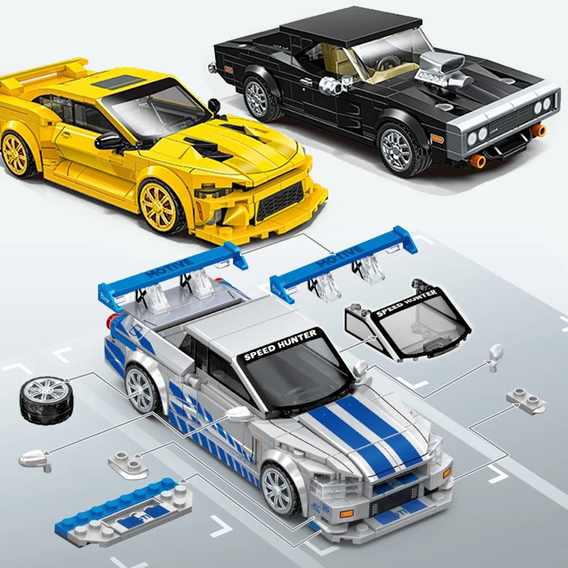 Moc Speed Champion Technical Car City Vehicle Racing Car Building Blocks Sports Car Garage Carro Rennau Voiture Creative Toys - CADA BRICKS®