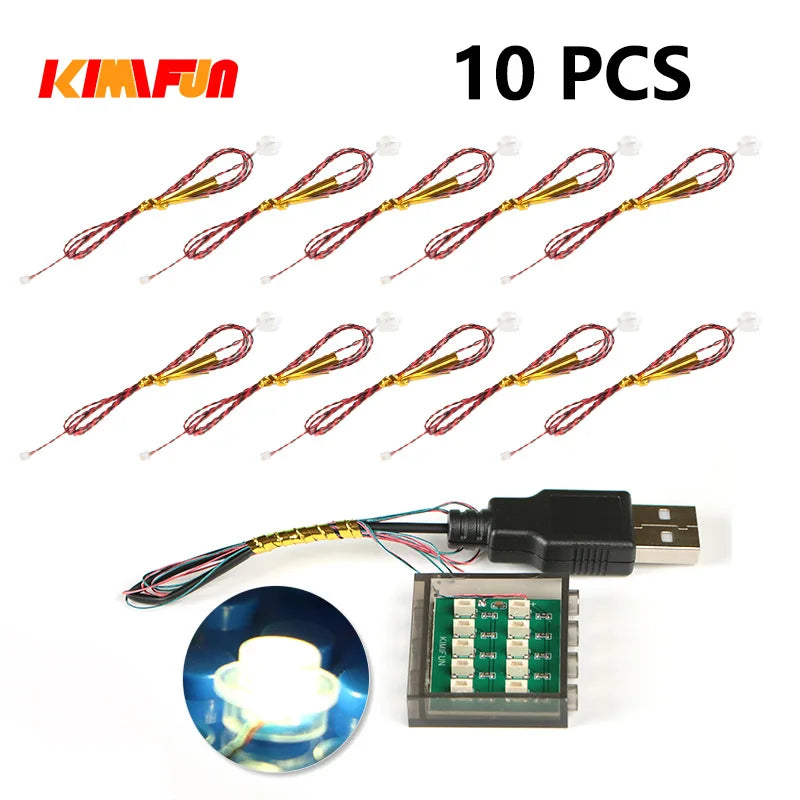 10PCS 0.8mm Pin RGB LED Building Blocks USB Lamp DIY Street Light City Electric Decorate 1X1 Brick Toy Compatible All Brands - CADA BRICKS®