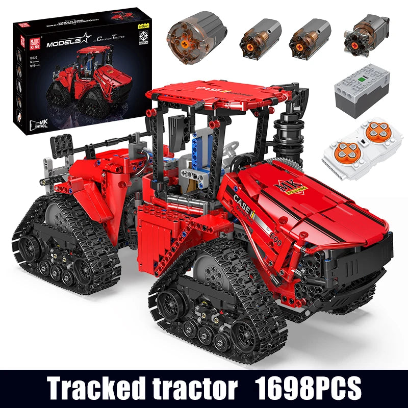 MOULD KING 18020 Technical Crawler Tractor Model Remote Control All Terrain Plowing Truck Building Blocks Toys for Children
