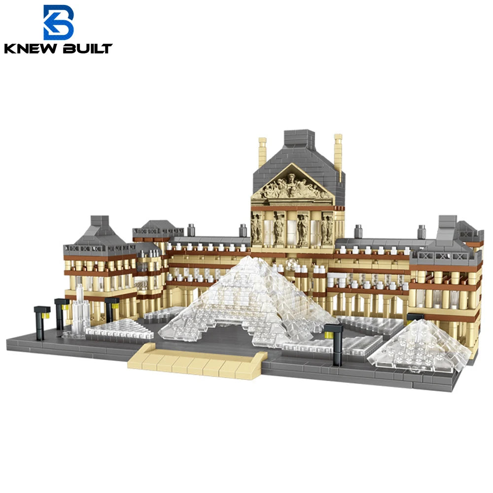 Knew Built Louvre Micro Mini Building Blocks for Adult, Architecture Toys Set, Construction, Arc Triomphe Eiffel Assembly Bricks