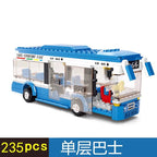 Bus City UK London Building Blocks School Vehicle Friends Wedding Car Traffic Bricks Double Station Girls Gifts Technique Toys - CADA BRICKS®