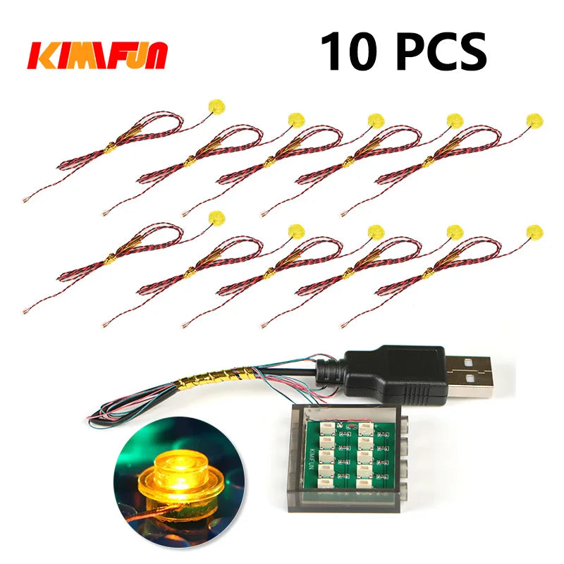 10PCS 0.8mm Pin RGB LED Building Blocks USB Lamp DIY Street Light City Electric Decorate 1X1 Brick Toy Compatible All Brands - CADA BRICKS®