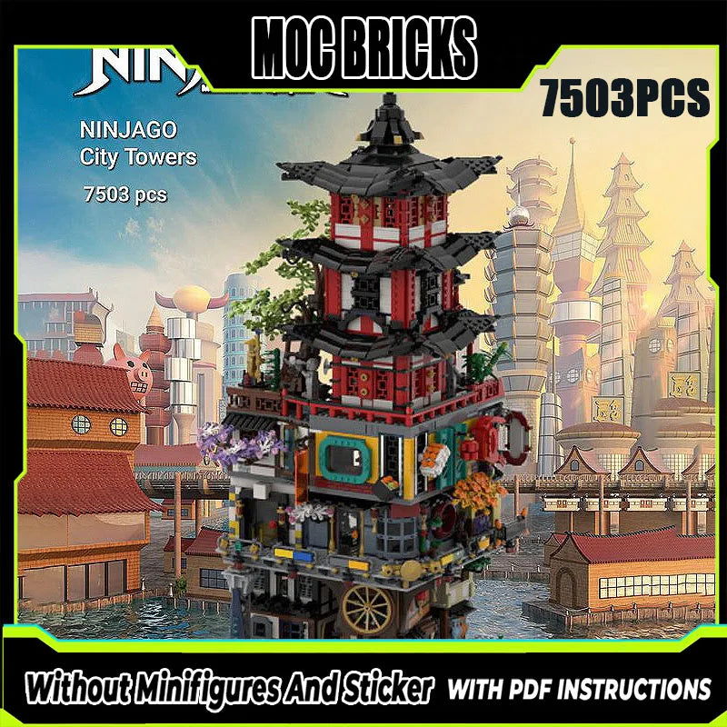 Moc Building Blocks City Retro Fantasy Architecture Model Ninja Tower Technology Module Building Blocks Toy DIY Set Assembly