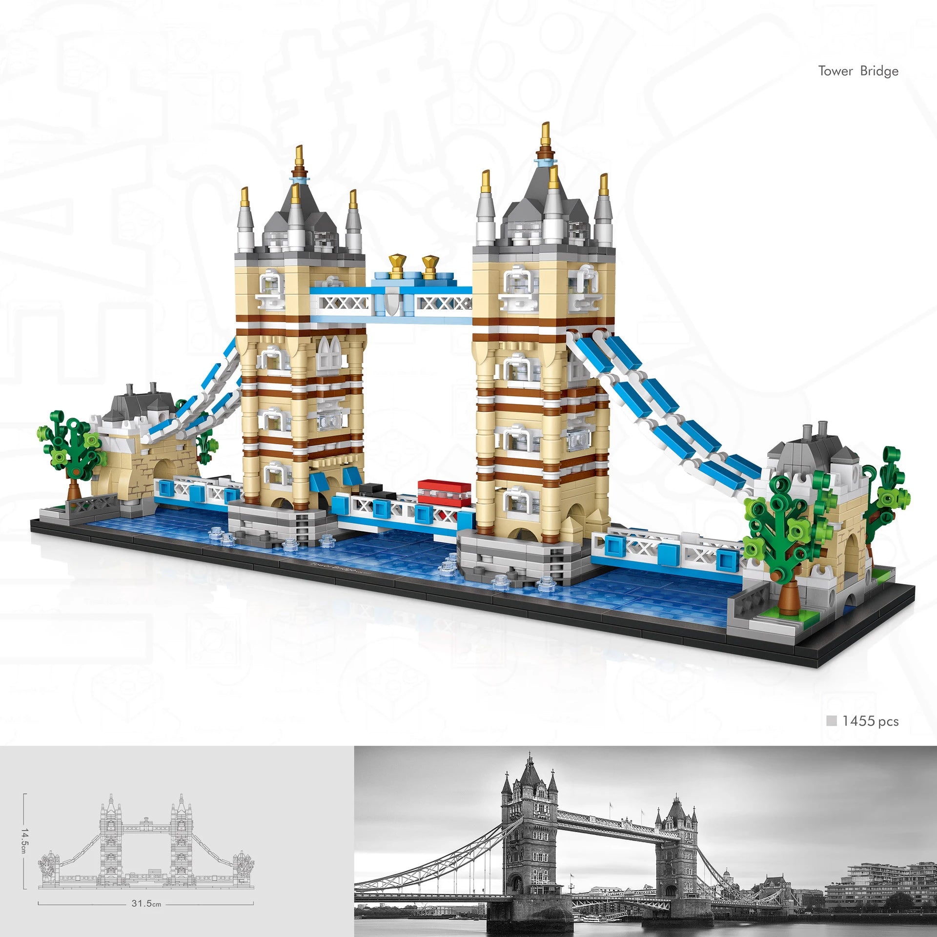 World Famous Architecture Mini Block Tower Bridge London England United Kingdom Micro Building Bricks Toy Nanobricks For Gifts