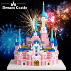Difficult micro-particle building blocks large pink fantasy castle princess girl castle assembling educational toys