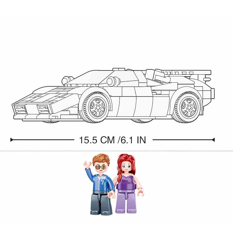 Sluban Retro Technical Lamborghinis Contash Porsche 930 Super Speed Sport Car Building Blocks Vehicle Bricks Toys Gifts For Kids