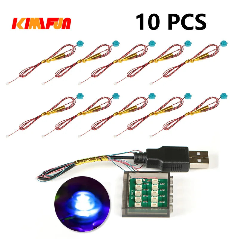 10PCS 0.8mm Pin RGB LED Building Blocks USB Lamp DIY Street Light City Electric Decorate 1X1 Brick Toy Compatible All Brands - CADA BRICKS®