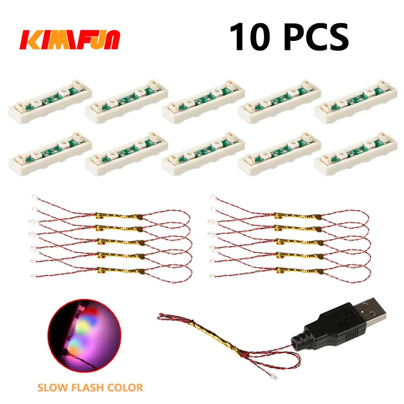 10PCS 0.8mm Pin RGB LED Building Blocks USB Lamp DIY Street Light City Electric Decorate 1X1 Brick Toy Compatible All Brands - CADA BRICKS®