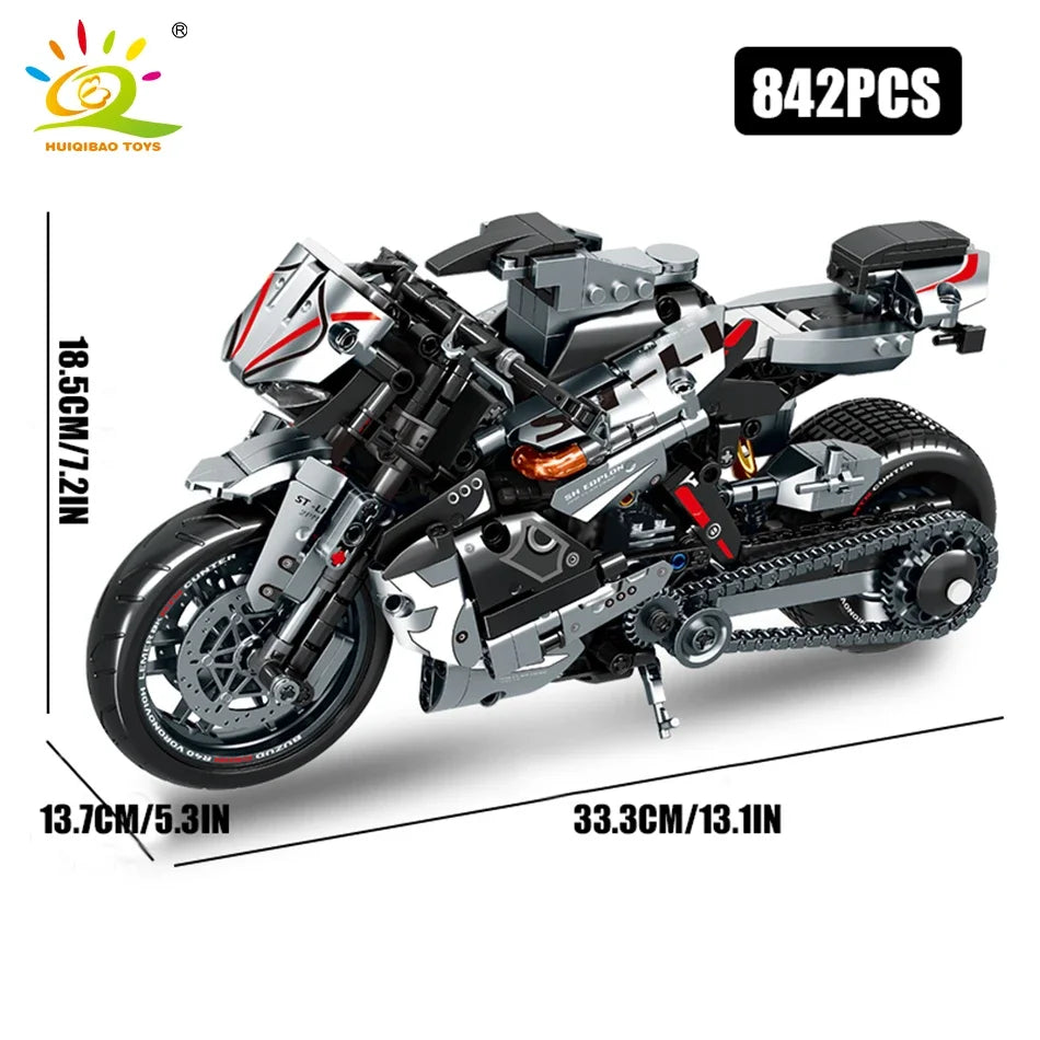HUIQIBAO High-tech Classic Motorbike Building Model Blocks Moto City Racer Bricks Toy for Kids Boy Children Adult MOC Car Set - CADA BRICKS®