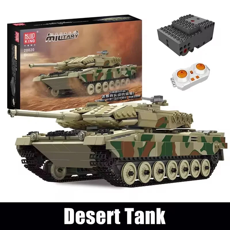 MOULD KING 20020 Germany Leopard 2 Main Battle Tank Technical Building Blocks Toys for Kids Birthday Gift