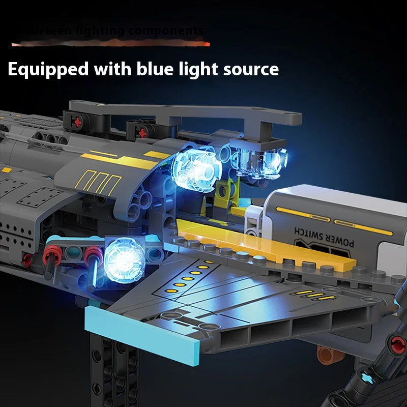 Space station building blocks set, large size with lighting and power modules, highly detailed aerospace model for Adult & Teens