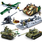 Military ww2 Cannon Assault Armored Vehicle Battle Tank Car Truck Army Weapon Building Blocks Sets Model King Kids Toys Gift