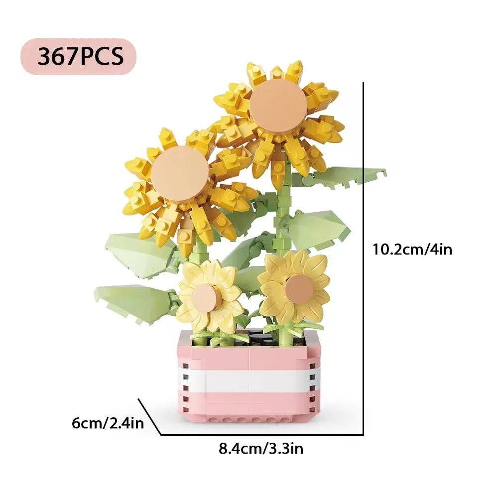 DIY Potted Plants Model Flower Succulents Building Blocks Everlasting Flower Bonsai Tree Gardens Romantic Bricks Kids Kits Toys