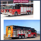 MOC City Fire Truck Transport Vehicle Rescue Tower Ladder Model Building Block Assembly Collection Boy Toy Gift