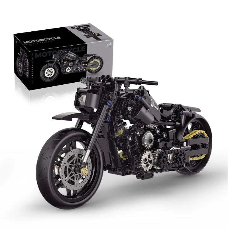 MOC City Classic 1:8 Technology MOTO Bricks Motorcycle Locomotive Vehicle Model Building Blocks Birthday Gifts for Children Boys