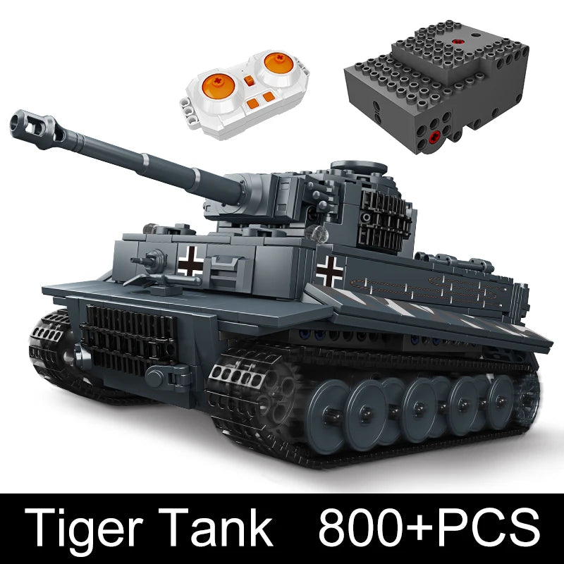 Mould King 20014 Military RC Tank Building Blocks The German Tiger Heavy Remote Control Tank Track Construction Model Toys