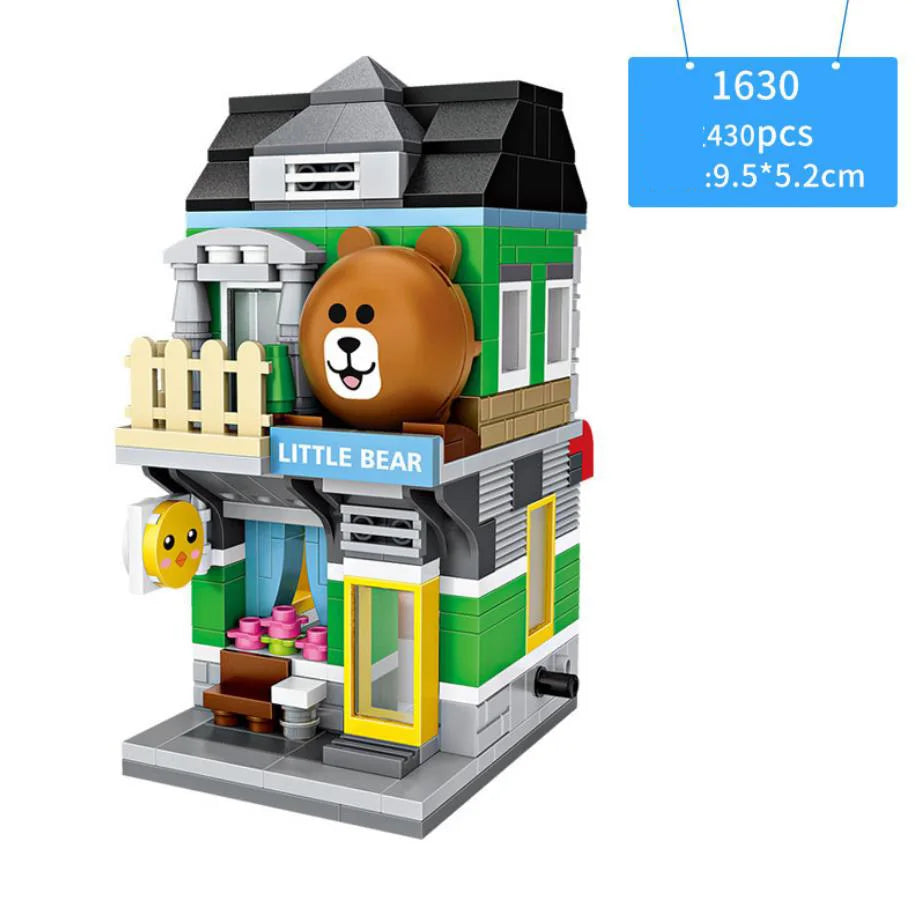 Creative Mini Blocchi Città Vista Strada Negozio di Trucco Panetteria Ristorante Giapponese Edificio Grande Magazzino Mattoncini Giocattoli per Regali