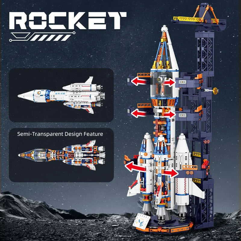 Manned Rocket Model Building Blocks Space Station Construction Toy Rocket Bricks City Architecture Kids STEM Toys