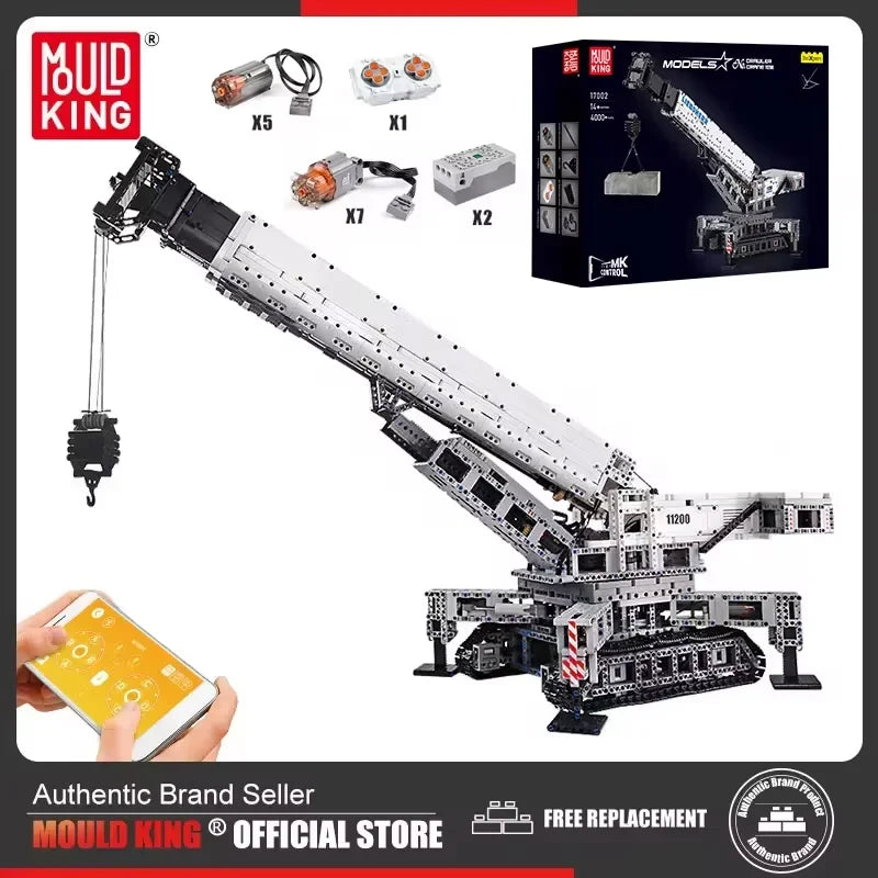 MOULD KING 17002 Technical Building Kits MOC-10123 APP Remote Control Truck LTM Excavator Crane Model Kids Toys Christmas Gifts