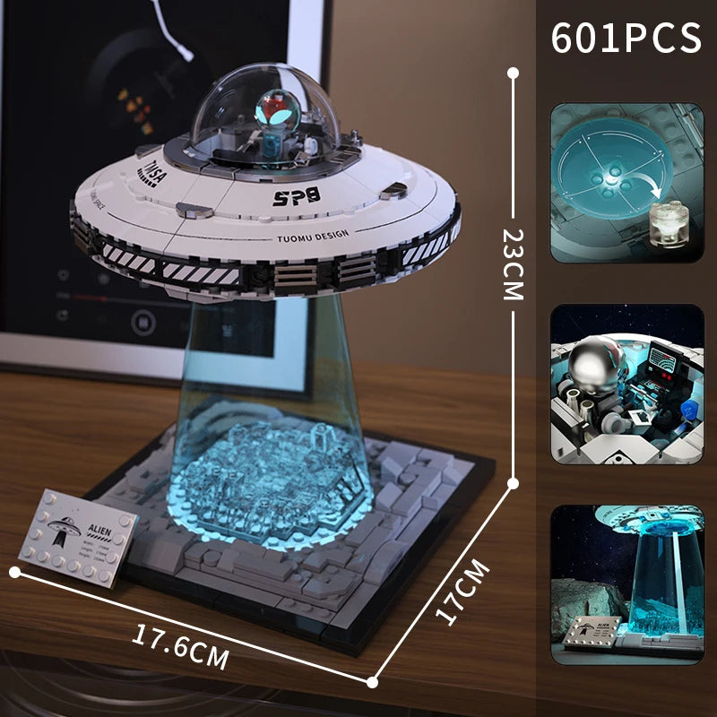 UFO Flying saucer Building block Alien Ship Spacecraft Astronaut Creative assembly ornament puzzle toy boy gift