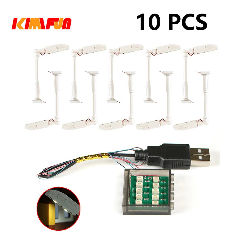 10PCS 0.8mm Pin RGB LED Building Blocks USB Lamp DIY Street Light City Electric Decorate 1X1 Brick Toy Compatible All Brands - CADA BRICKS®