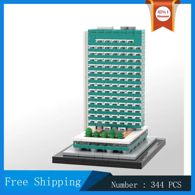 Lever House 1:800 Scale City Street View Model Building Blocks MOC Skyscraper Modern Architecture Style Collection Toys Gifts