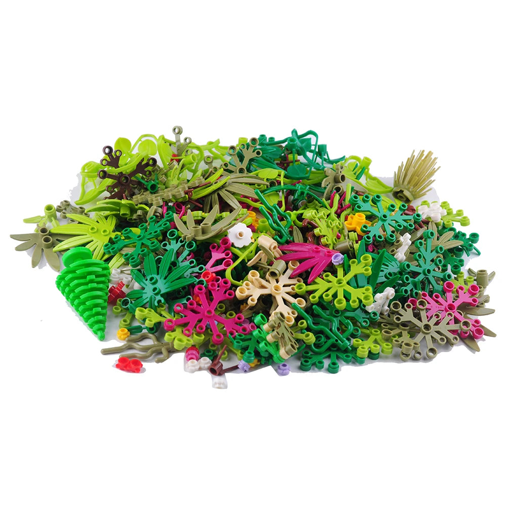 Garden Plants Jungle DIY MOC Building Block Tree/Flower/Grass Assembling Small Particles Bricks Parts Educational Toys Kids Gift