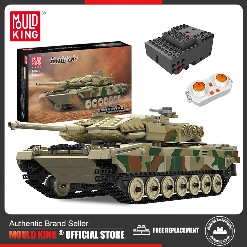 MOULD KING 20020 Germany Leopard 2 Main Battle Tank Technical Building Blocks Toys for Kids Birthday Gift