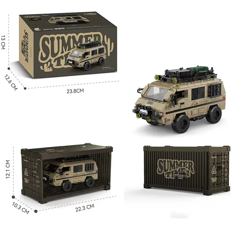489 pièces Blocs de construction technique Ville Camping-car Voiture Camion de passagers Modèle de camionnette Ensemble de briques avec boîte d'exposition Cadeaux pour enfants garçons