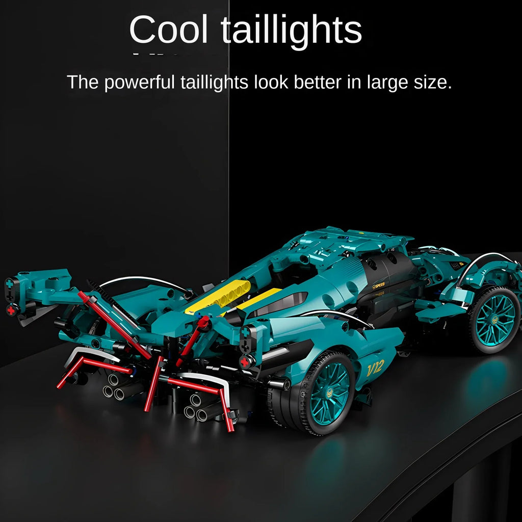 Blue V12 Block Roadster RC Tech Racing 1:14DIY Roadster building block assembly Block car toy birthday gift