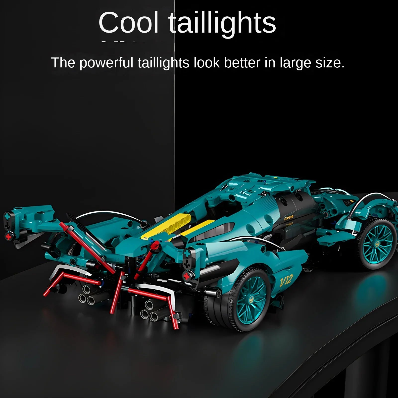 Blue V12 Block Roadster RC Tech Racing 1:14DIY Roadster building block assembly Block car toy birthday gift