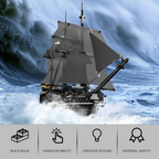 1424PCS Black Pirate Ship Building Blocks Skeleton Ghost Boat Model Assembly Bricks Toys Desktop Decoration Kids Holiday Gifts