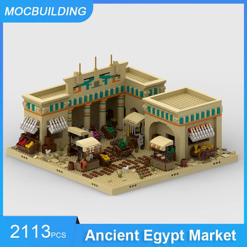 MOC Blocks Ancient Egypt Temple Village Diorama Modular Buildings DIY Assemble Bricks Architecture Display Collection Toys Gifts
