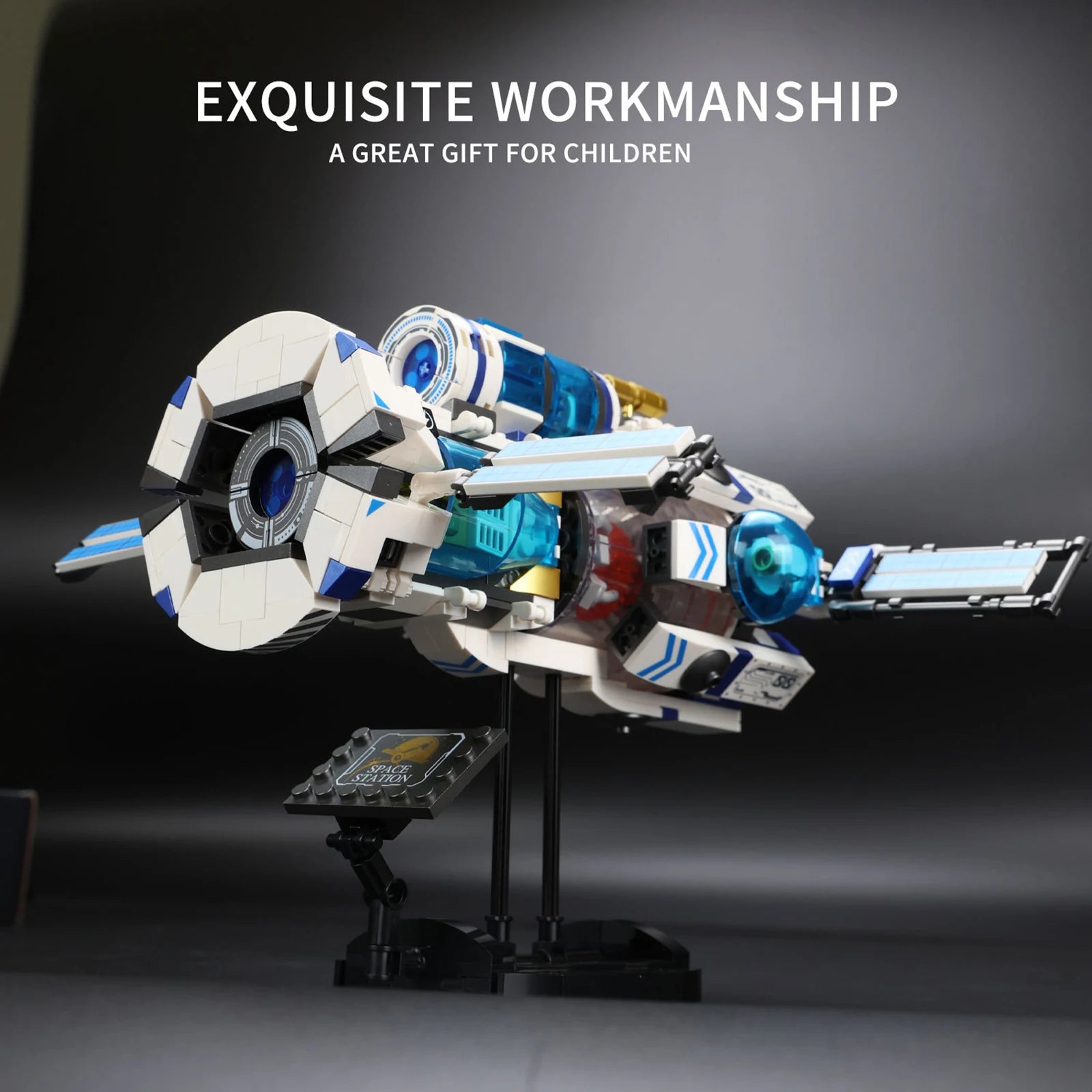 MOC Space Station Model Building Blocks Kit 550PCS Spaceship Collection Ornaments Assembly Educational Toys Small Bricks Gifts