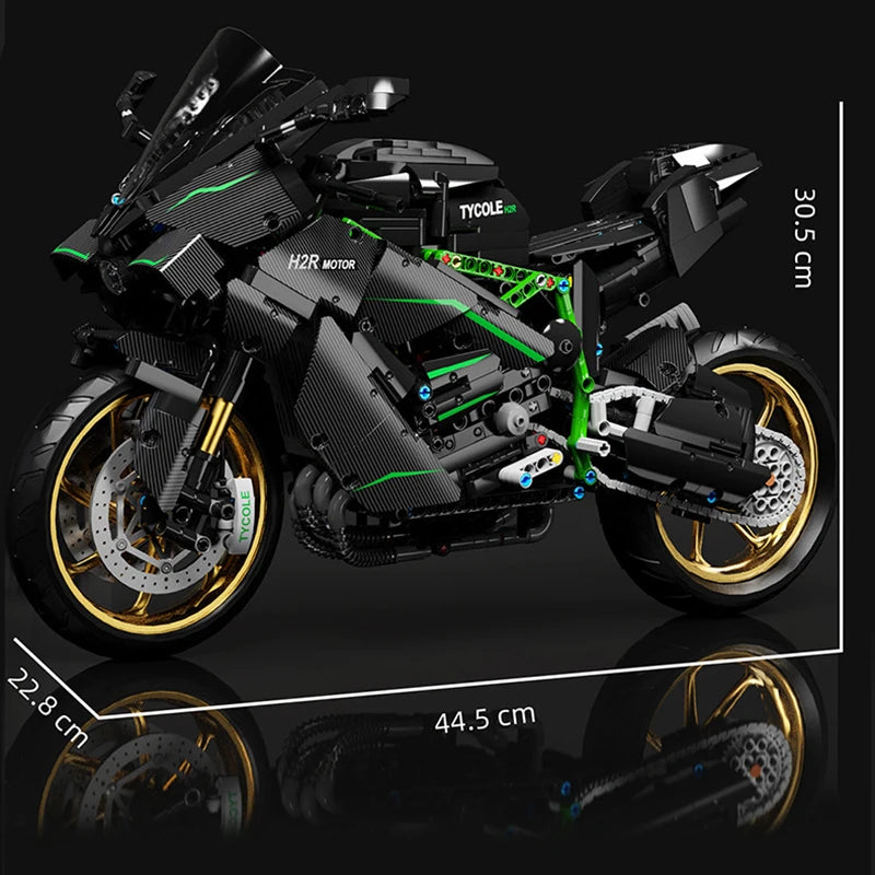 1858pcs 1:5 Technical City Motorcycle Car Model Building Blocks MOC Racing Motobike Vehicles Bricks Toy for Children Gifts T4019