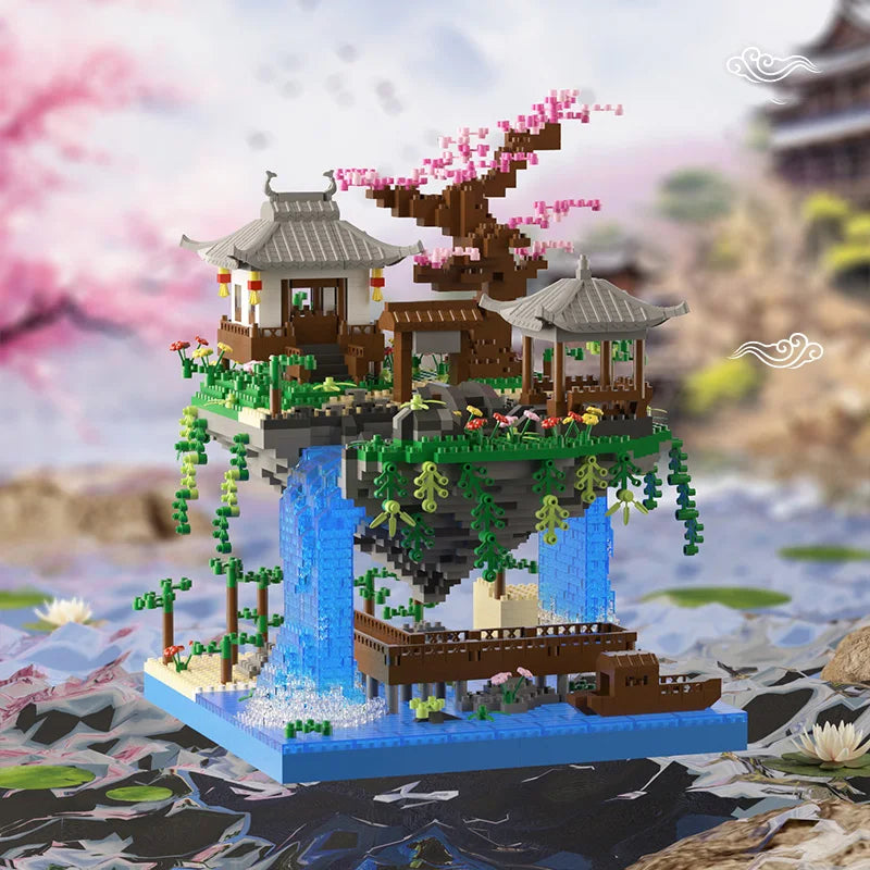 Chinese ancient style architectural creative ornaments, ancient style building blocks, handmade, difficult assembly huts, educa