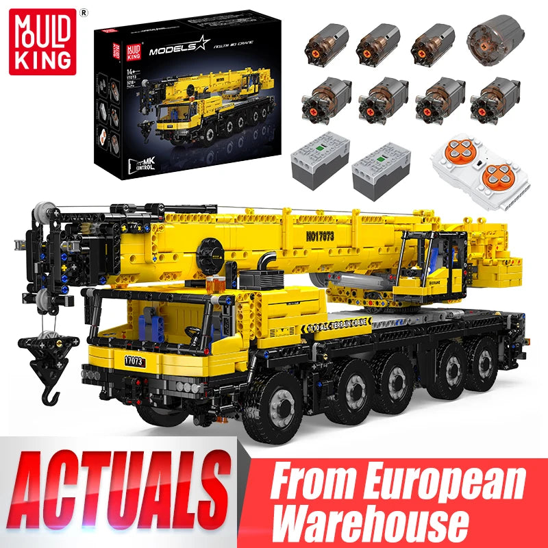 MOULD KING 17073 17074 Technical City Engineering LTM1110 Mobile Crane APP Remote Control Building Blocks Truck Toys for Adults