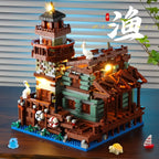 Micro Building Blocks Fishing Village Cottage, Architectural Building Blocks City House Model Gift for Girls and Boys, Kids Toys