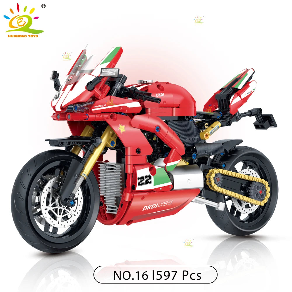 HUIQIBAO High-tech Classic Motorbike Building Model Blocks Moto City Racer Bricks Toy for Kids Boy Children Adult MOC Car Set - CADA BRICKS®