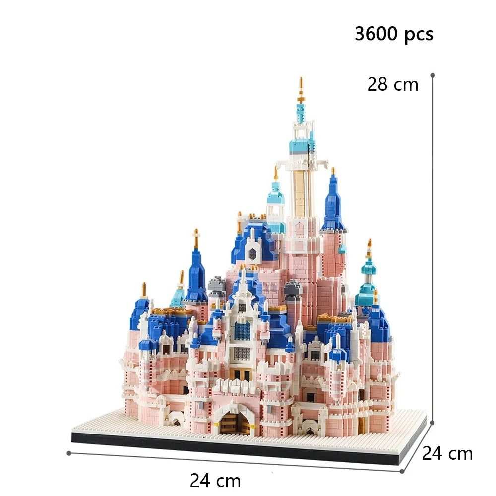 6300PCS Light Large Castle Micro Building Blocks Pink Series Castle Church Diamond Blocks Construction Toys for Girls Adult Gift