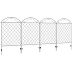 Outsunny Garden Fence, 4 Pack Steel Fence Panels, 11.4' L x 43' H, Rust-Resistant Animal Barrier Decorative Border Flower Edging for Yard, Landscape, Patio, Outdoor Decor, Curved Vines