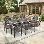9-Piece Set Of Cast Aluminum Patio Furniture With Black Frame and Brown Seat Cushions(same sku:W1710S00170)