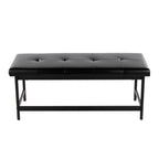 Bench in Black Metal and Black Faux Leather