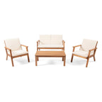 Avacyn Outdoor Acacia Wood 4 Seater Chat Set with Cushions