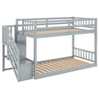 Norset Twin over Twin Bunk Bed with Ladder and Storage, Grey
