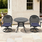 3-Piece All-Weather Cast Aluminum Dining Set, Include 2 Swivel Chairs and 35.43' Round Table With Black Frame