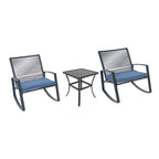 2-person Outdoor Patio Bistro Metal Rocking Conversation Set With Table