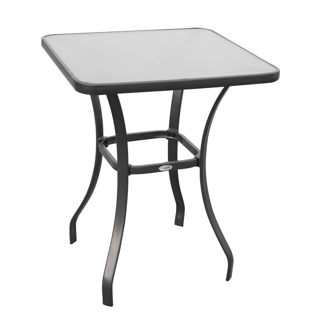 27' Square Bistro Table Garden Dining Table Outdoor Tempered Glass Table